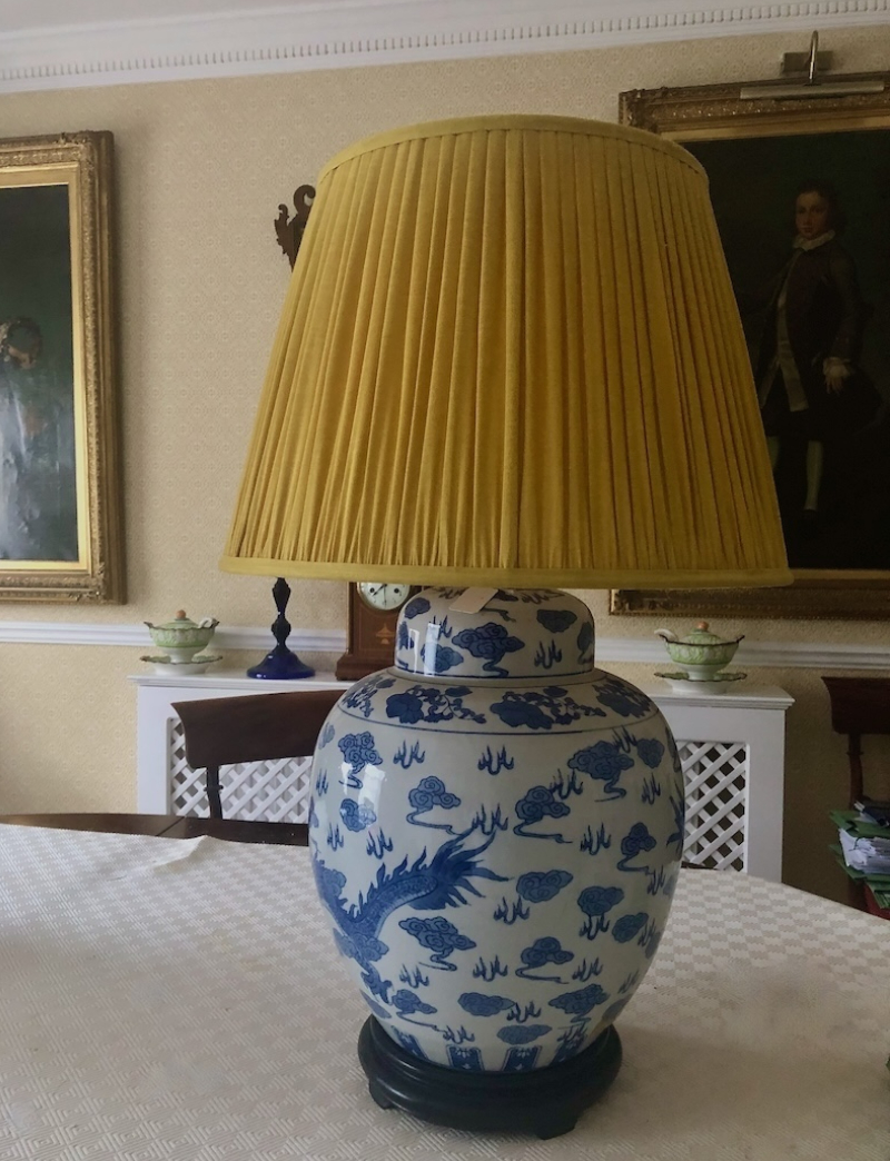 A Near Pair of Large Table Lamps in Blue & White Chinese Pattern - Image 2