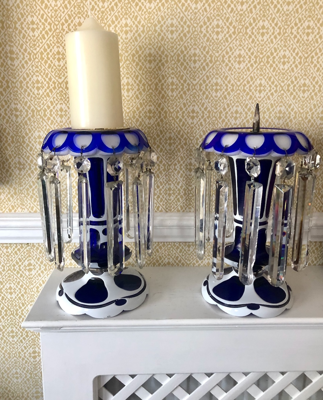 A Pair of Antique Overlaid Glass Lustres c.1870 - Image 7