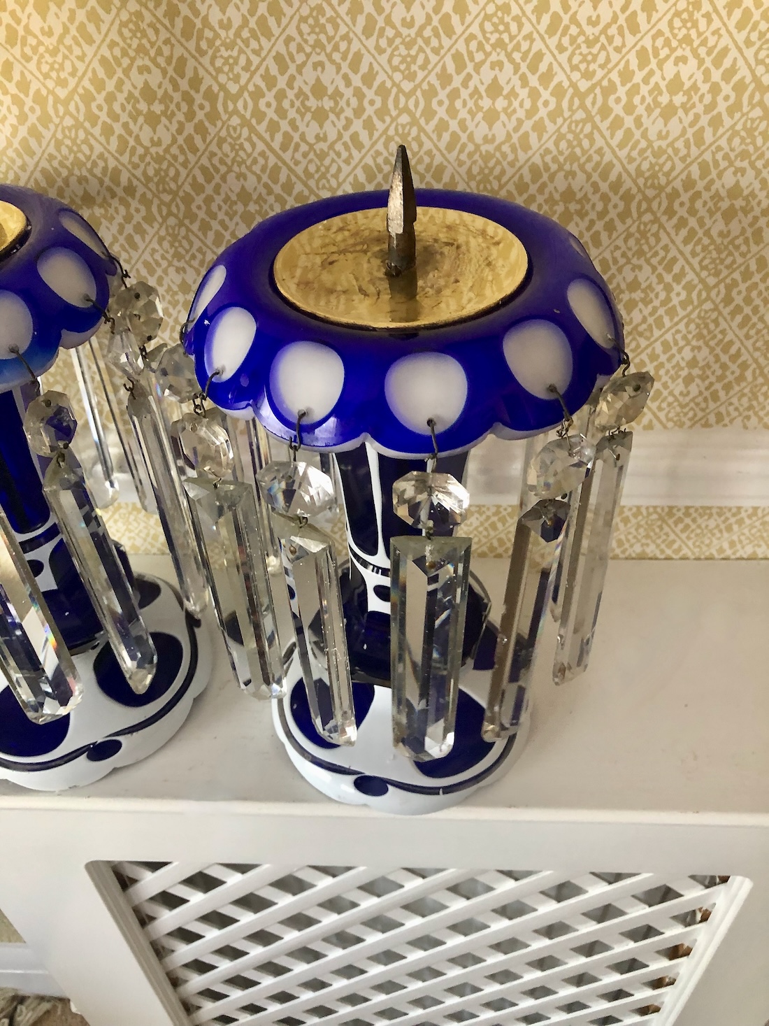 A Pair of Antique Overlaid Glass Lustres c.1870 - Image 5