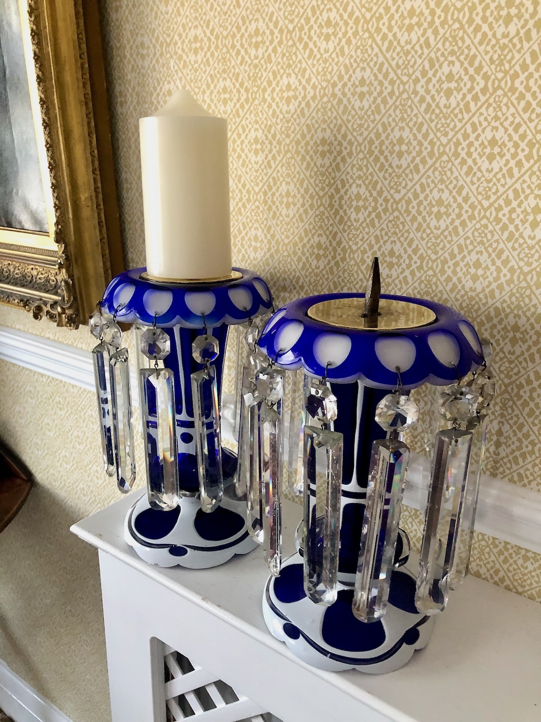 A Pair of Antique Overlaid Glass Lustres c.1870 - Image 3