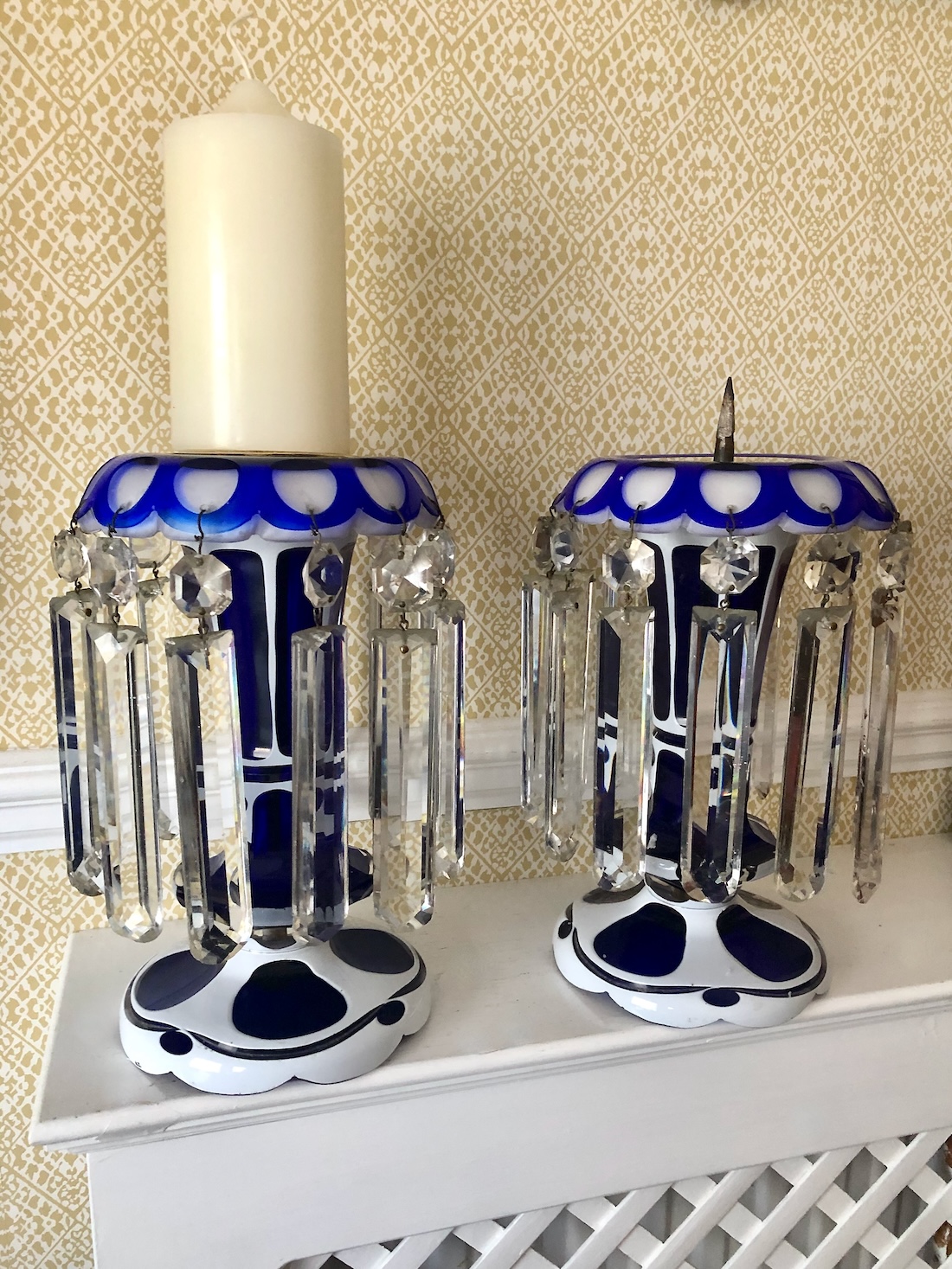 A Pair of Antique Overlaid Glass Lustres c.1870 - Image 2