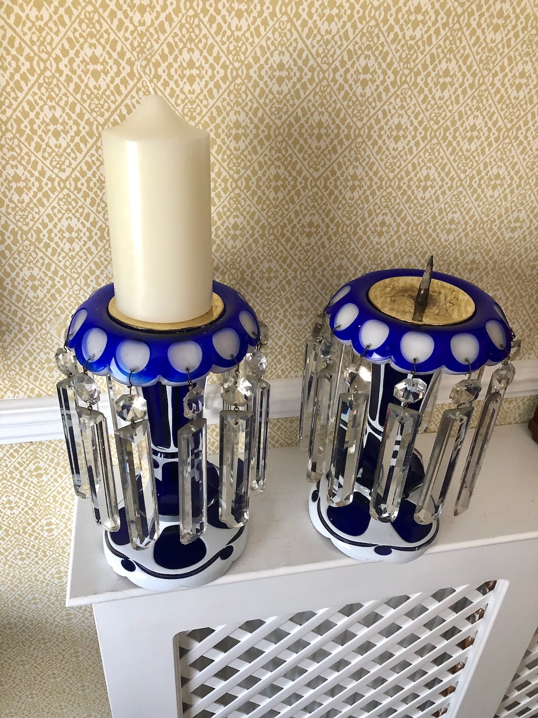 A Pair of Antique Overlaid Glass Lustres c.1870 - Image 4