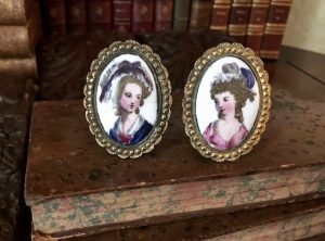 A Pair of Charming 18th Century Enamel and Gilt Curtain Tie Backs c. 1780