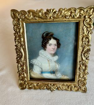 A Fine Portrait Miniature of a Lady in a White Dress c.1830