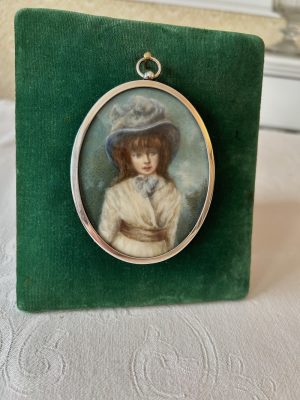 A Charming Edwardian Portrait Miniature of a Young Girl in a Silver Frame 1909