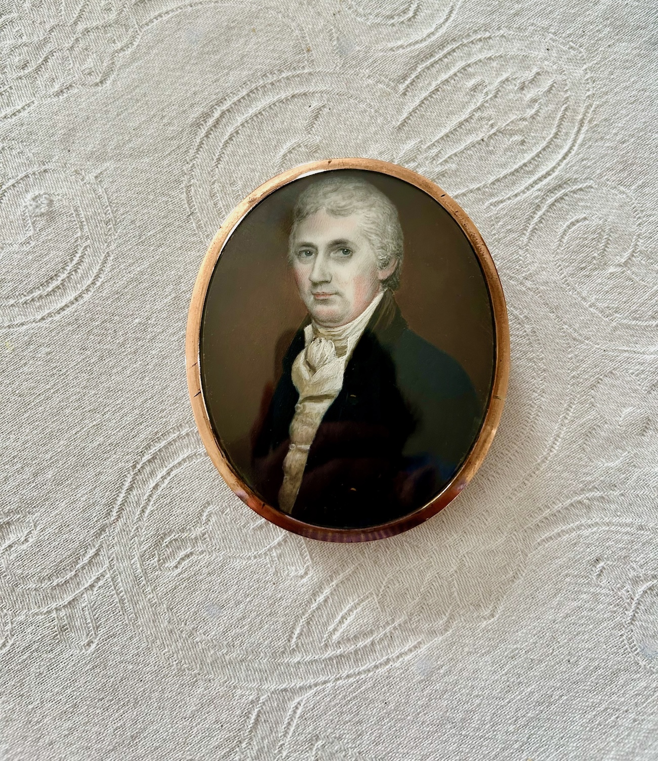 English School Portrait of a Gentleman in Gold Plated Oval Frame c.1800 - Image 2